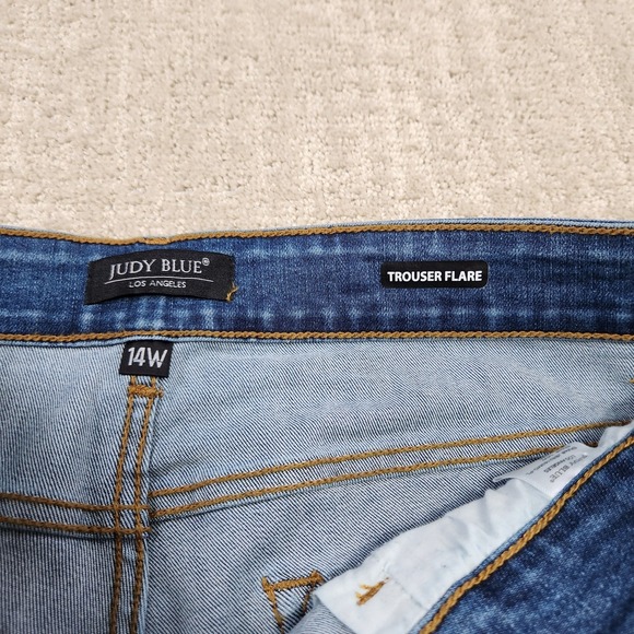 Judy Blue Jeans Women 14W Trouser Flare High Rise Stretch Denim Blue Cowgirl - Picture 3 of 13